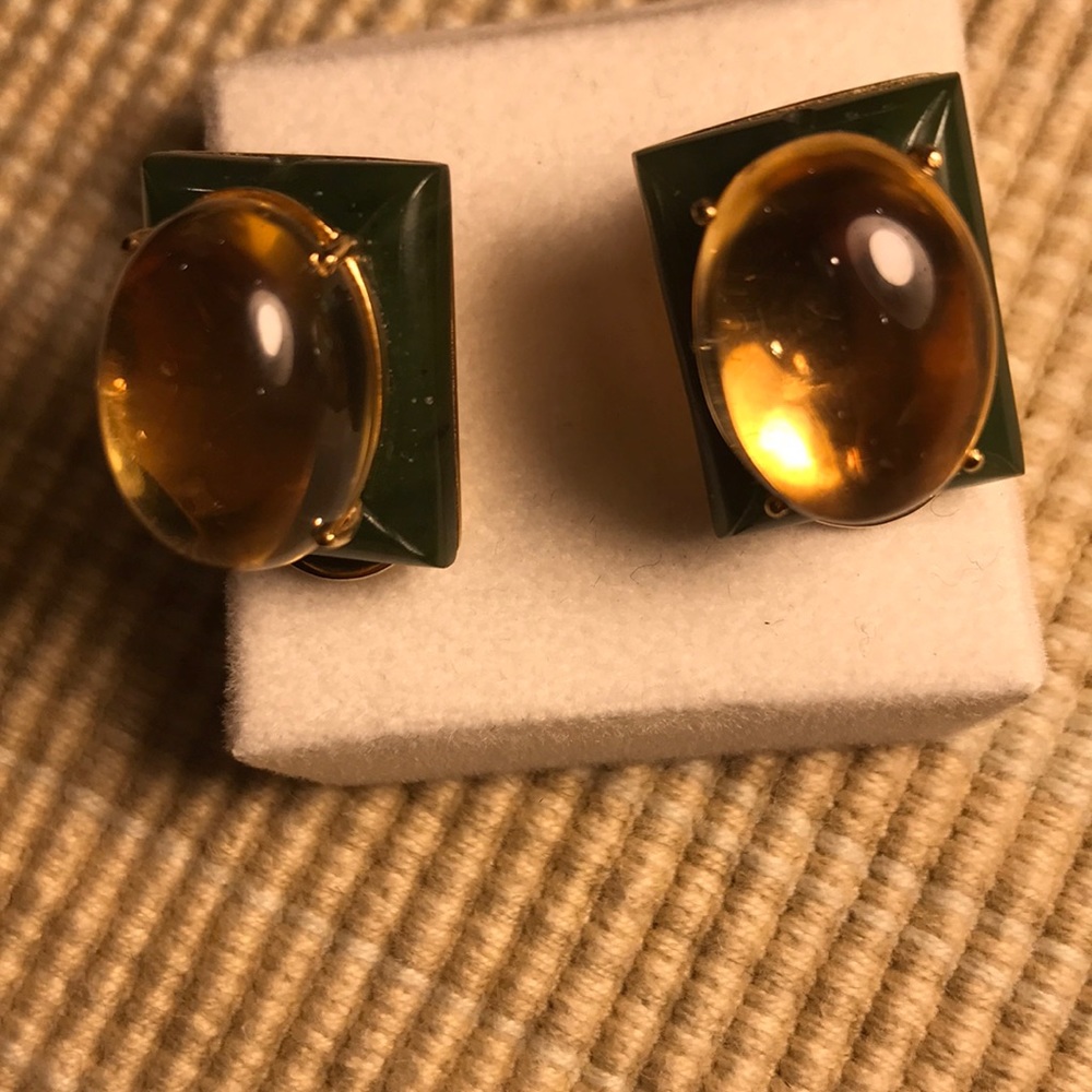 18 karat earring jade citrine stone